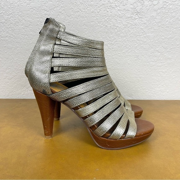 Jeffrey Campbell Handmade Ibiza Last Gold Marly Heels Size 7 Women - Picture 3 of 15